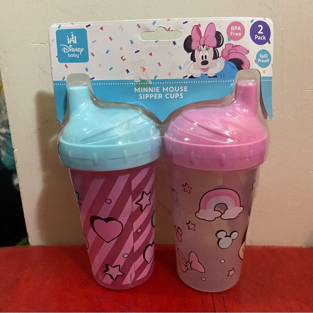 Disney Minnie Mouse Pink and Light Blue Sipper Cups - 2 Pack
